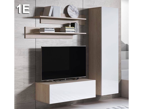 Conjunto de Móveis de TV  Luke 4 (Castanho e Branco - 150x40x165 cm)