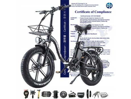 Bicicleta Eléctrica BURCHDA BURCHDA-R8Ws Travão a Óleo Quadro W Roda de Alumínio de 20 Polegadas 20 Preto 800 W