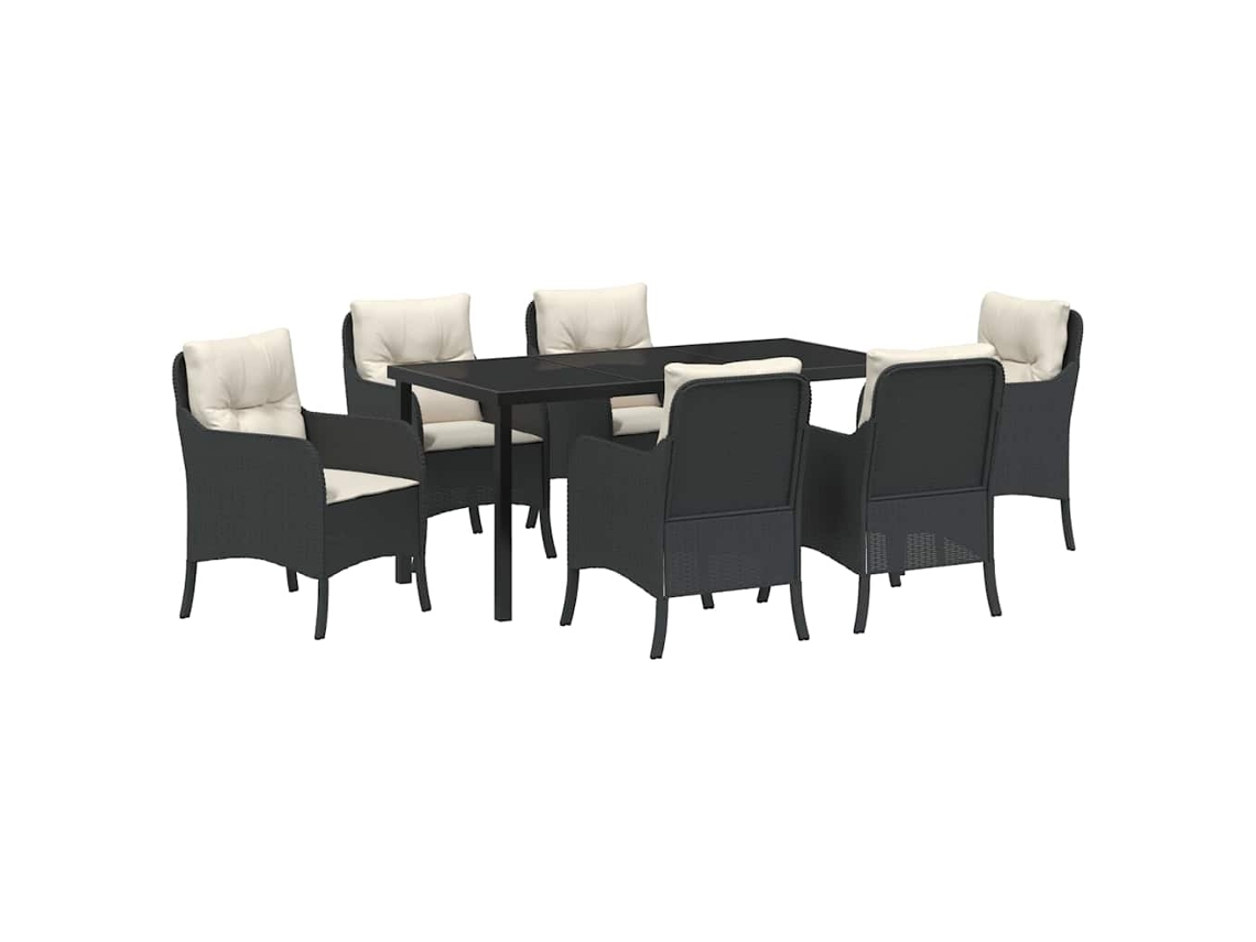 Maison Exclusive - Conjunto De Jantar Para Jardim Com Almofada 7 Pcs Preto Vime Pe