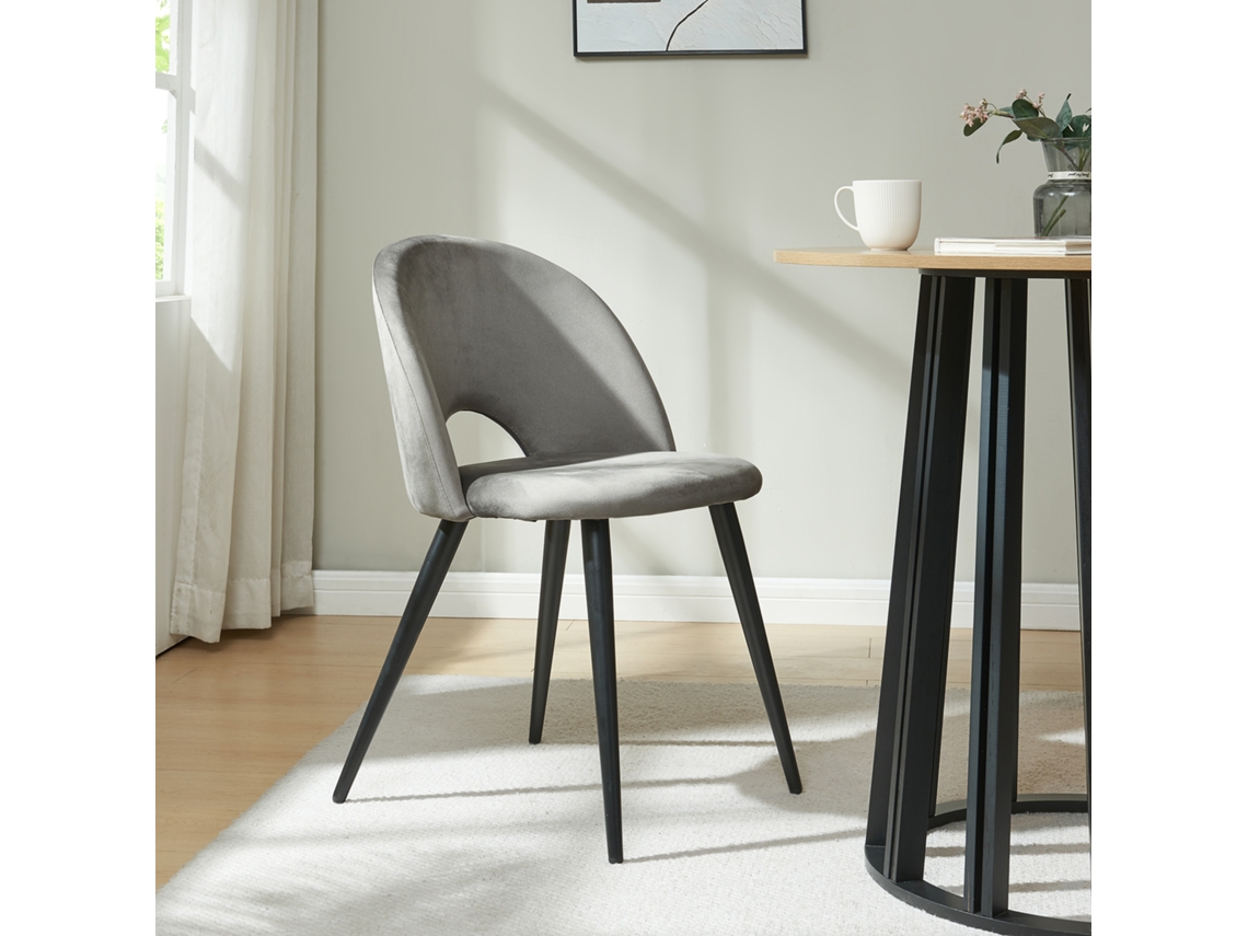 6 Cadeiras de Jantar Karijoki Veludo e Metal 77x50x55 cm EN.CASA