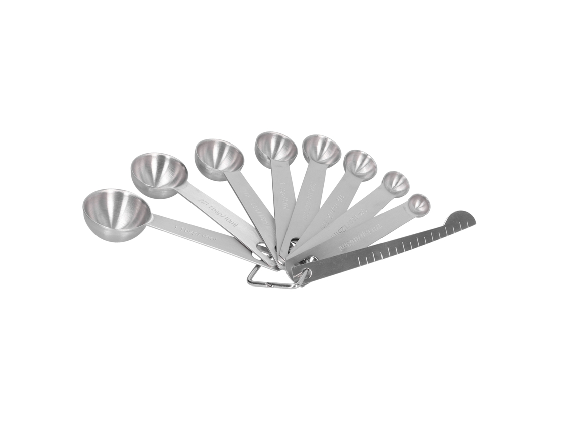 Colheres medidoras de aço inoxidável Slowmoose, 9 peças, utensílios de cozinha para assar, com balança de especiarias