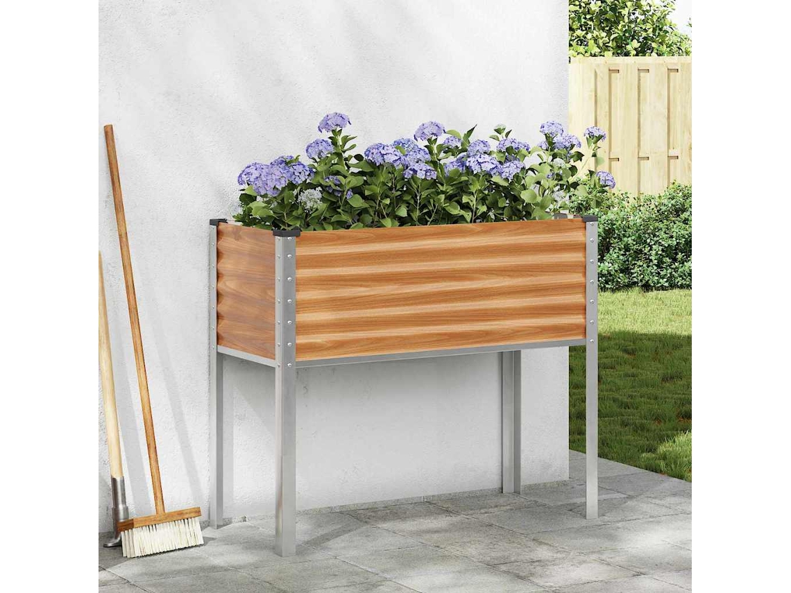 Vidaxl Vaso De Jardim Marrom Claro 100 X 45 X 90 Cm Aço Galvanizado