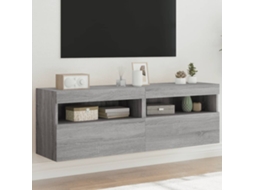 Vidaxl Móveis De Parede Para Tv Com Luzes Led 2 Pcs Cinzento Sonoma