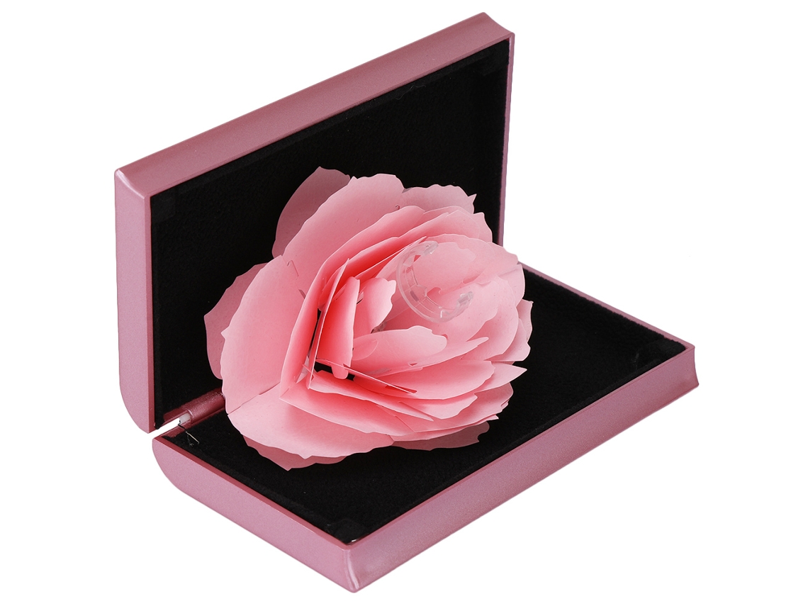Caixa de anel 3D pop-up rosa para casamento, noivado, armazenamento de joias | S/MARCA