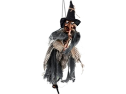 Bruxa Voadora de Halloween Decoração de Bruxa Iluminada, Figura Voadora a Pilhas, Tecido e Às Intempéries Acessório CHABERLU