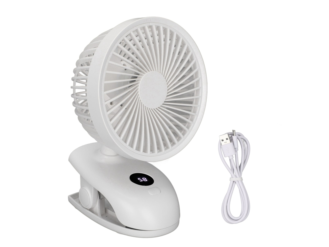 Clip Fan (tela Digital, Oscilante) Ventilador Pequeno Usb Branco Ventilador Elétrico Mini De Mesa Com Bateria Integrada