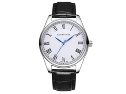 Relógio masculino Vava Voom, estilo executivo, com movimento de quartzo e pulseira azul e preta.