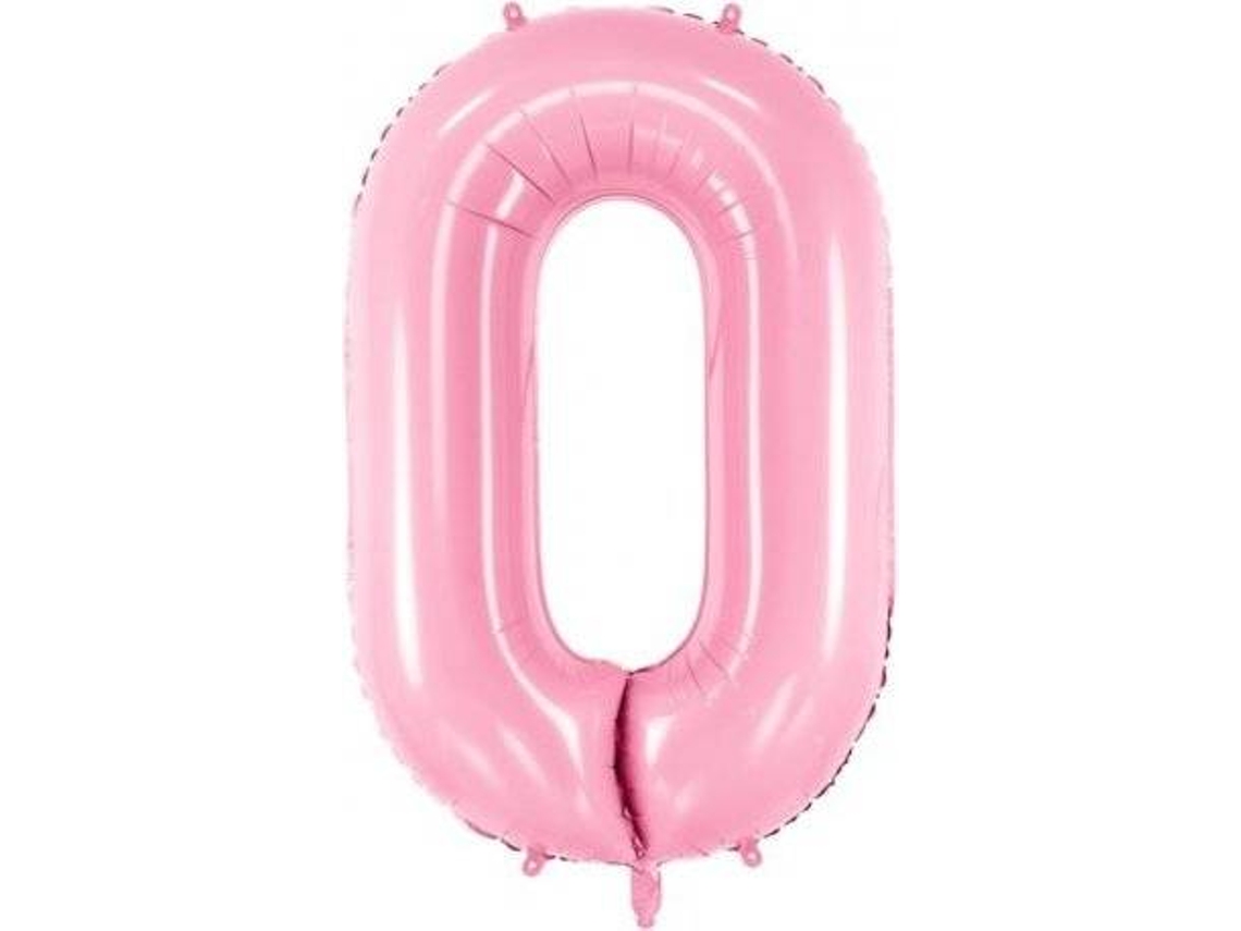 Balão PARTYDECO número 0 Foil 86cm Rosa Claro