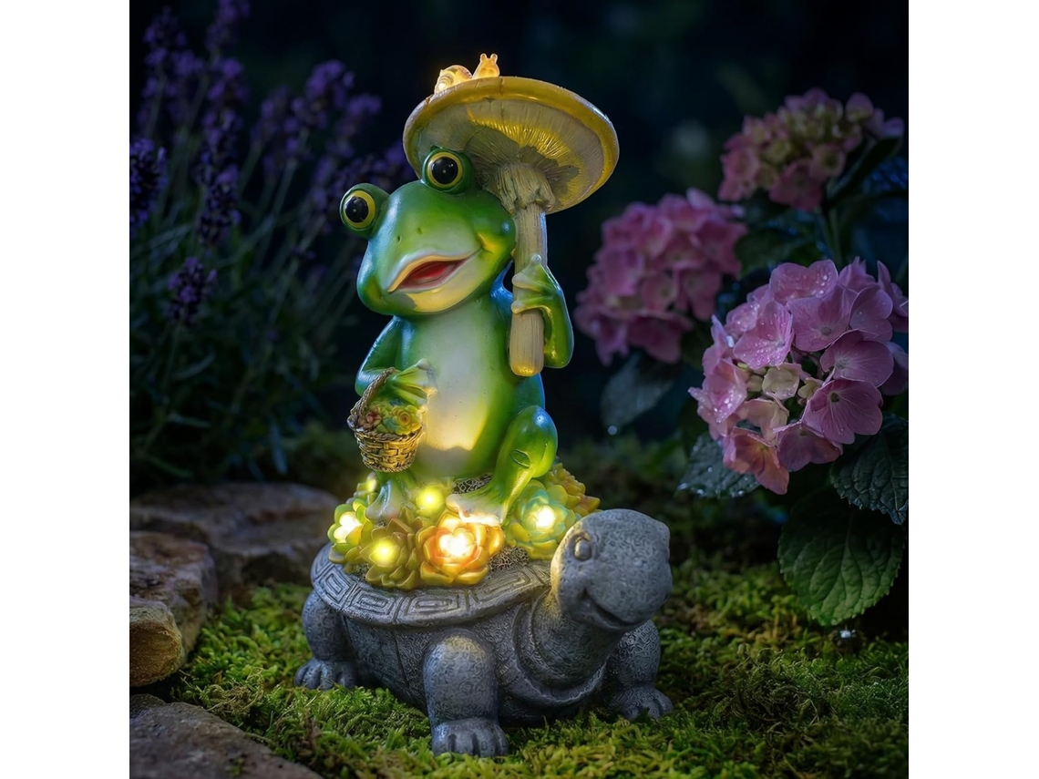 Luminária Solar Decorativa, em Formato de Tartaruga, para Jardim, Quintal, com Iluminação Led AQUAFORGE