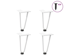 Vidaxl Pernas De Grampo Para Mesa De Centro 4 Peças, Branco, 20 Cm, Aço Maciço