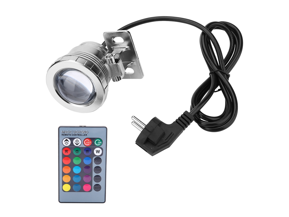 Rebe-lâmpada Led Impermeável De Piscina Rgb 10w Com Controle Remoto Para Jardim E Exterior (prata)