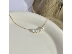 Colar com Placa de Jade Prata de Lei 925, Colar com Pingente de Pérola Banhado a Ouro Branco, Requintado e Luxuoso. MDUG (dourada)