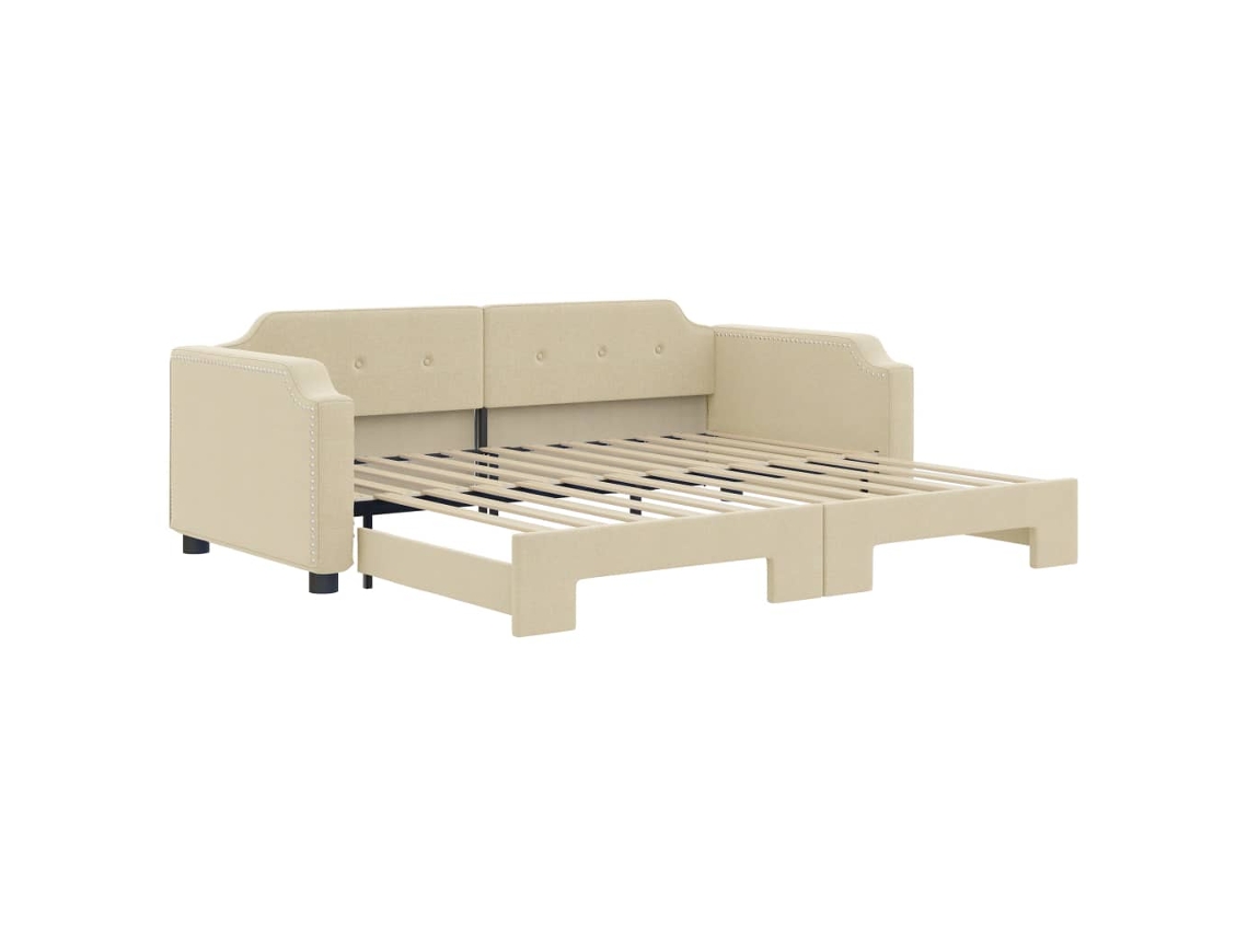 Sofá-cama com gavetão VIDAXL Creme Tecido (80x200 cm)