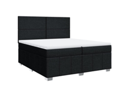Cama com Molas/colchão 200x200 Cm Tecido Preto MAISON EXCLUSIVE