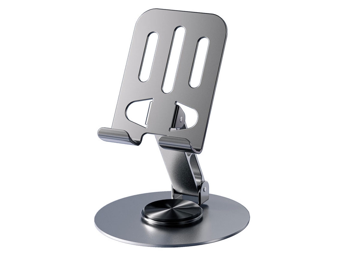 Suporte Universal Para Celular Em Alumínio Com Rotação De 360°, Dobrável E Com Dois Eixos Para Maior Estabilidade.