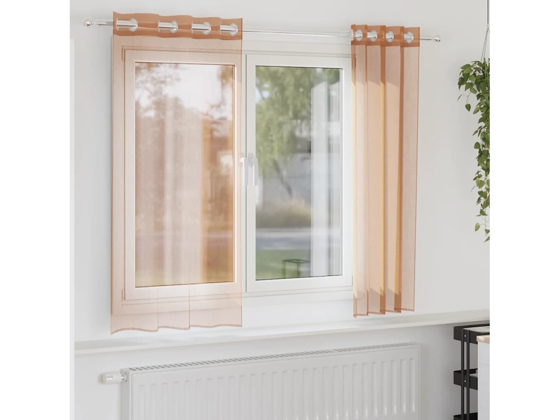 Vidaxl Cortinas De Voile Com Ilhós 2 Pcs Terracota