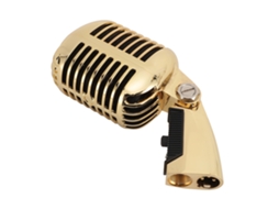 Aetheria microfone Dinâmico Vintage Retro de Liga de Zinco com Suporte Giratório Autotensão para Ktv Ouro