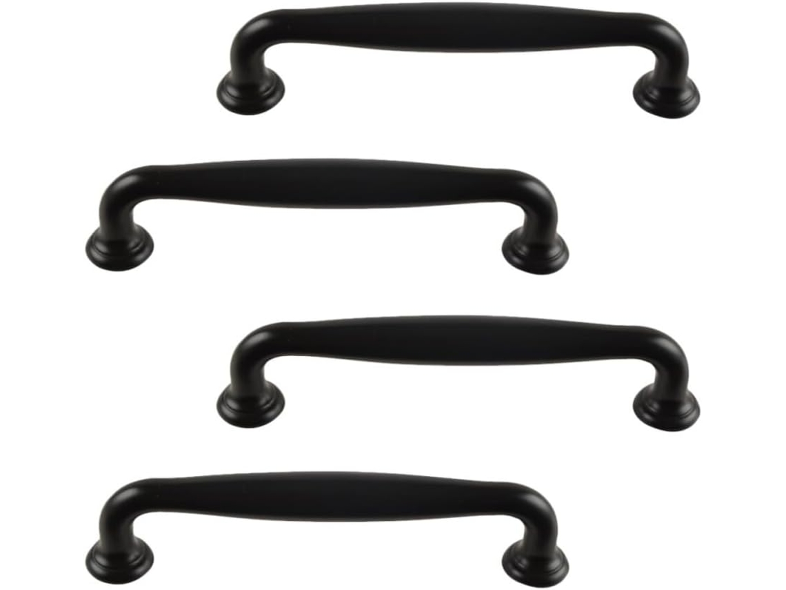 Conjunto De 4 Puxadores Alasum Em Liga Alumínio Preto Com Espaçamento 96mm Entre Os Furos, Ideais Para Portas De