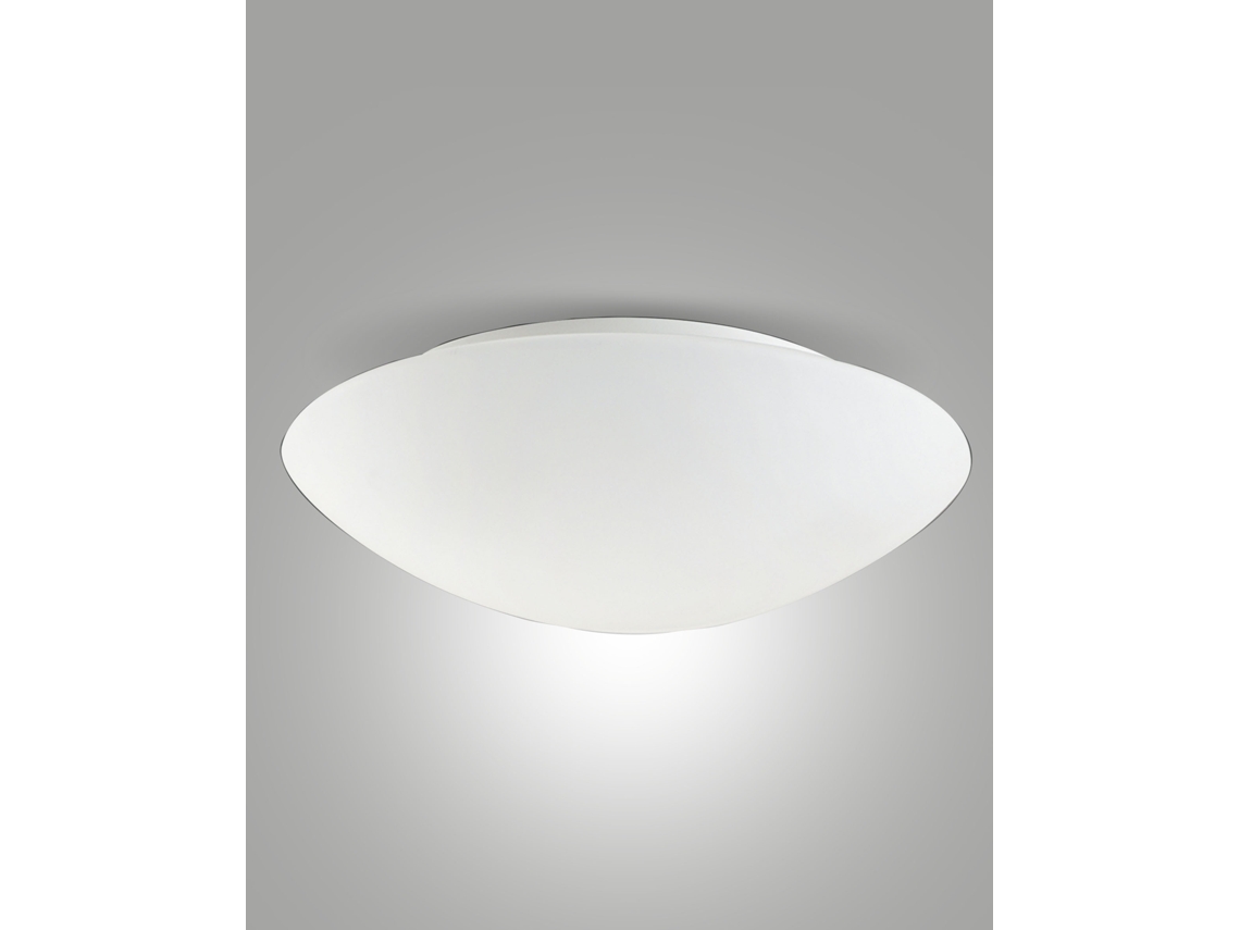 Plafonete Pandora E27 2x75w em Metal e Vidro Soprado Branco, Diâmetro 460mm, Compatível com Smart Luce FABAS LUCE, Iluminação Elegante e Moderna