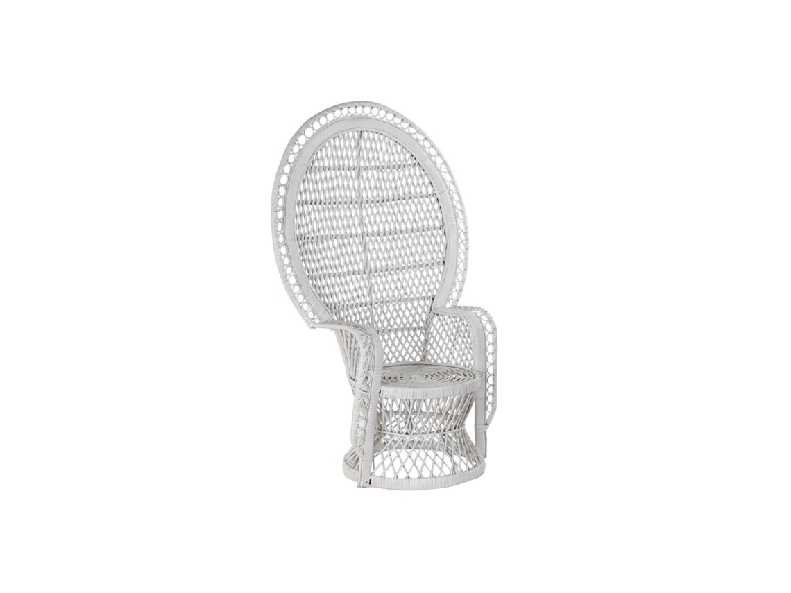 Poltrona Emmanuele em Rattan Branco, 97x66x144cm