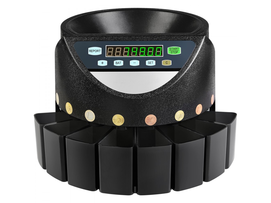 Contador De Moedas Euro Com Tela Led, Capacidade De 700 Moedas/minuto E Função De Autoteste Tekmaquinas