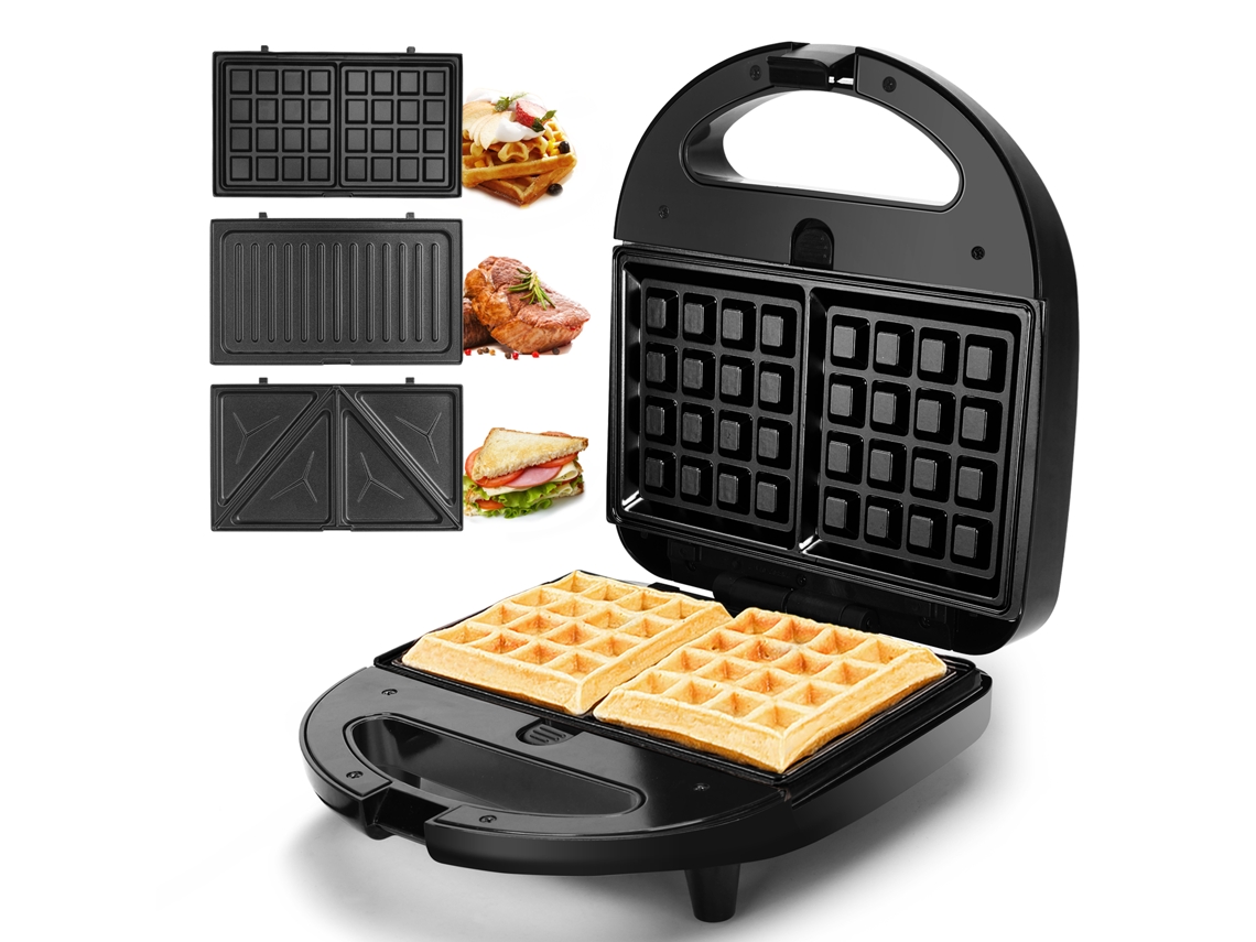 Sanduicheira AIGOSTAR Rubik 750W | 3 em 1: Grill/Waffles/Sanduíches | Placas Removíveis Antiaderentes e Intercambiáveis