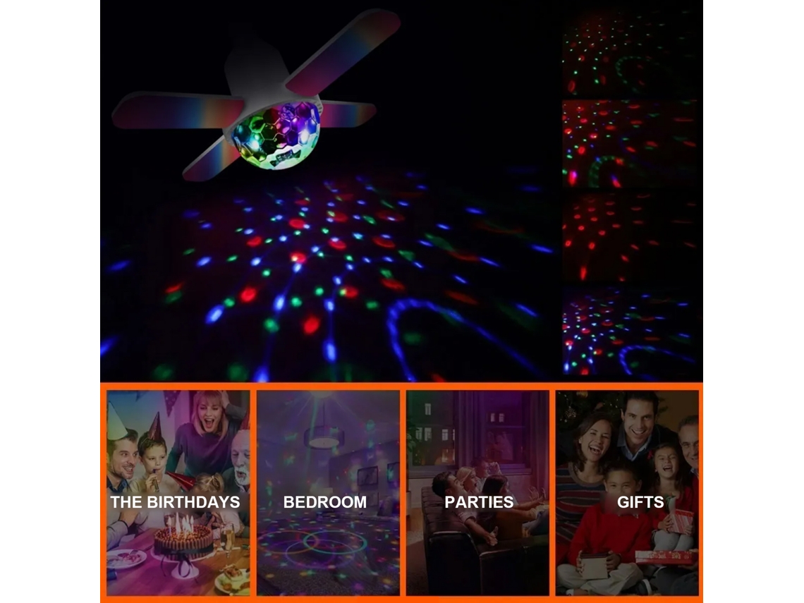 2026 lâmpada de Projeção Bt Mini 24w com Música, Rgb de Sete Cores e Folha Quatro, Plegável