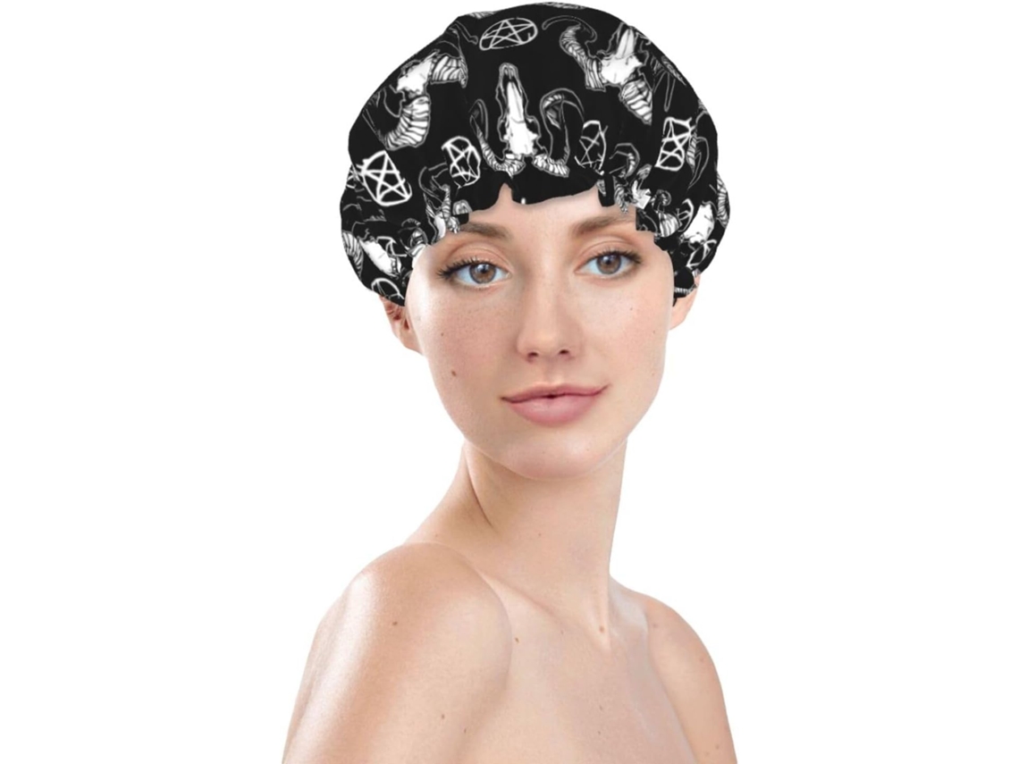 Touca De Banho Feminina, Reutilizável, Impermeável, Dupla Camada, Com Elástico, Ideal Para Cabelos Longos, Com Estampa