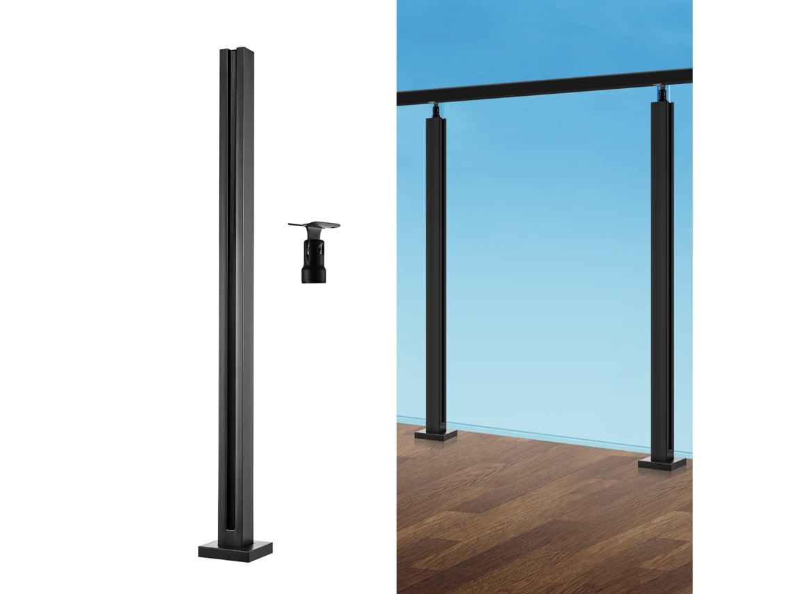 Braçadeira de Vidro VEVOR Suporte de Trilhos H de 35 83 Polegadas para Vidro Preto Preto de 0 39 Polegadas-0 47 Polegadas
