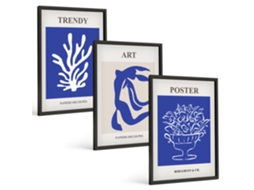 Conjunto De Pinturas Pôsteres Abstratos De Matisse Espelharte (3 Peças 40x60 Cm)