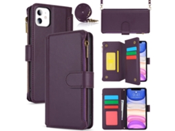 Capa Para Iphone 11 Pele Sintética Com Porta-cartões Roxo