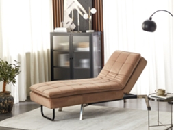 Chaise Longue BELIANI Loiret de Veludo Castanho Claro 179x76x93