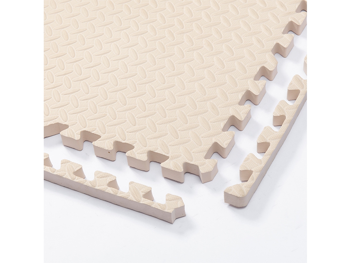 Tapete Para Brincar Chrui - 8 Peças De Encaixe Em Espuma Eva 30x30cm, 10mm De Espessura - Bege