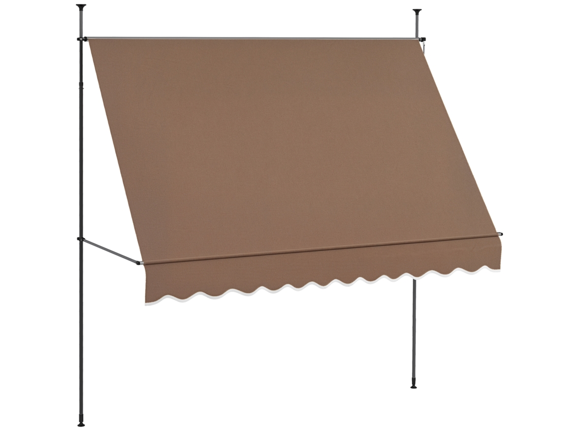 Toldo Retrátil Manual com Manivela 300x120x210 300cm,ajustável em Altura,impermeável e Anti uv marrom BTFORUS