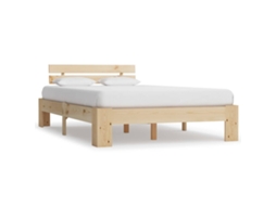 Vidaxl Estrutura De Cama Com Cabeceira 140x200 Cm Pinho Maciço