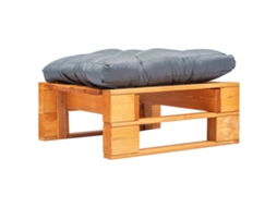 Vidaxl Otomano Paletes C/ Almofadão Cinzento Madeira Castanho Mel