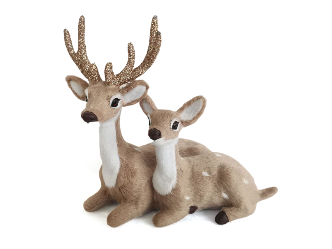 Ornamentos De Natal Cervo Sika Simulado Par