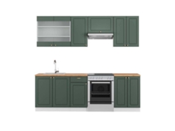 Cozinha Fame-Line, 240 cm, PT Carvalho, Verde-Dourado Landhaus/Branco, Vicco