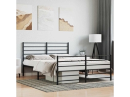 Vidaxl Estrutura de Cama com Cabeceira e Pés 140x190 Cm Metal Preto