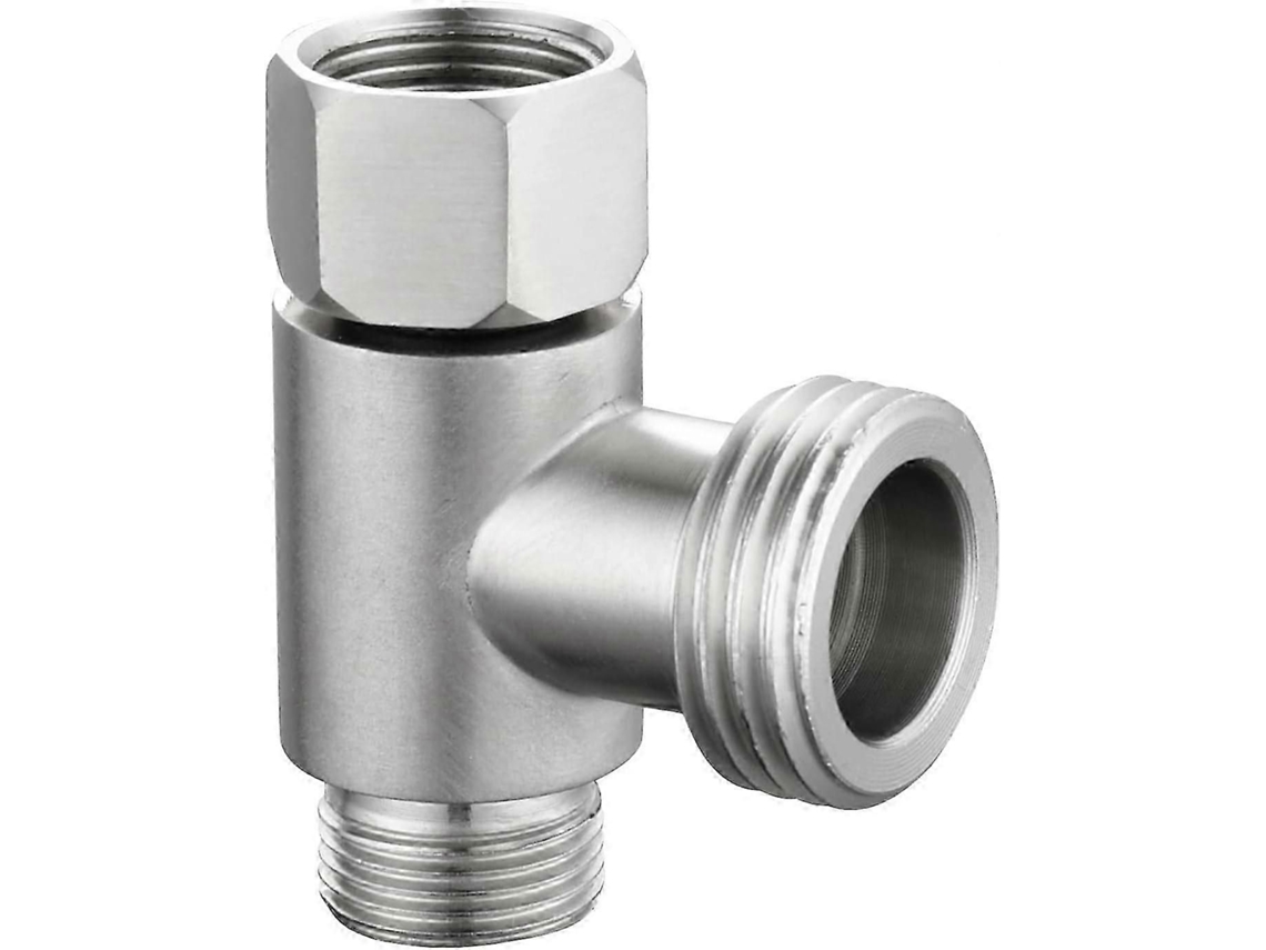 Conector T De Aço Inoxidável, 3 Vias, Para Linhas De Água De 3/8 E 1/2 Polegadas, Acabamento Escovado