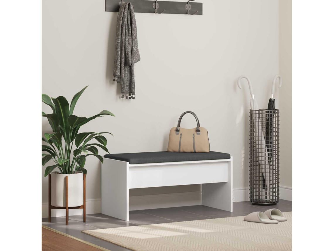 Vidaxl Banco De Hall Com Almofada Branco 80 X 38 X 46 Cm