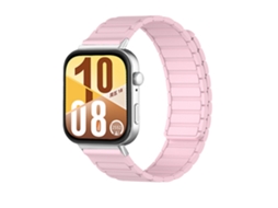 Pulseira magnética de silicone para Huawei Fit 5, estilo industrial bicolor, compatível com Fit 3, 4, 5, 4 Pro e 5 Pro, rosa.