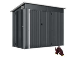 Galpão De Jardim De Aço Com 3 Portas Trancáveis, Escuro, Cinzento 234x132x185 Centímetros