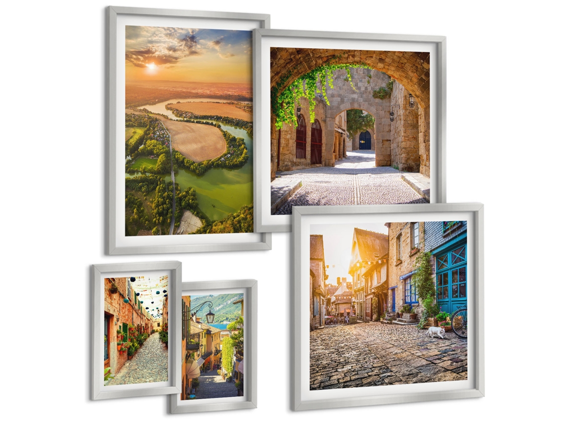 Galeria De Pinturas Murais Inscrições Para Entretenimento Dos Jogadores Moldura Prateada Quadros Para O Escritório Espelharte (conjunto De 5 Imagens)