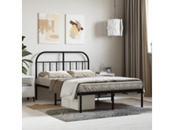 Vidaxl Estrutura De Cama Com Cabeceira 120x190 Cm Metal Preto