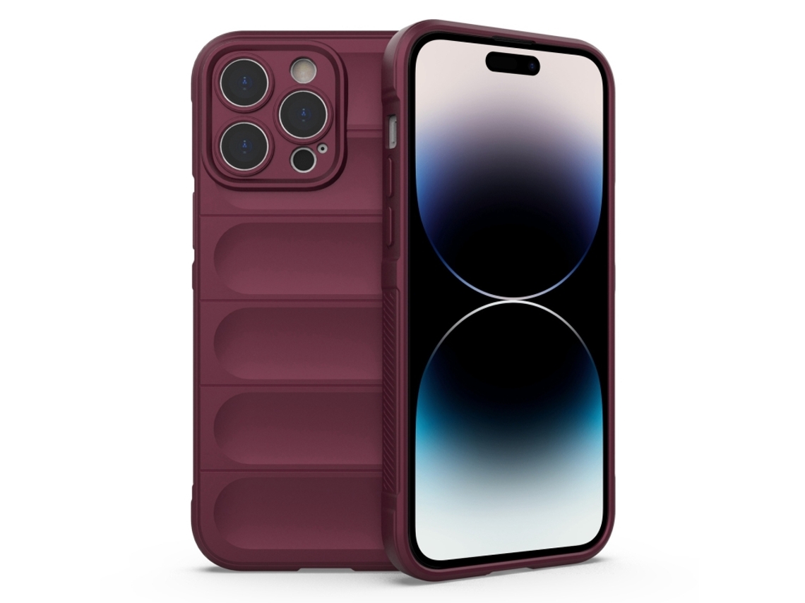 Capa Halinuia Para Iphone 14 Pro Magic Shield Tpu Vermelho Vinho (proteção Integral, Interior Em Flanela)