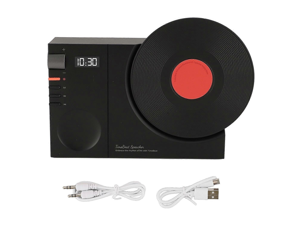 Caixa De Som Vintage Bt De Mesa, Relógio Retrô, Alto Falante Giratório, Formato De Toca Discos Retrô Para Casa Yunzii