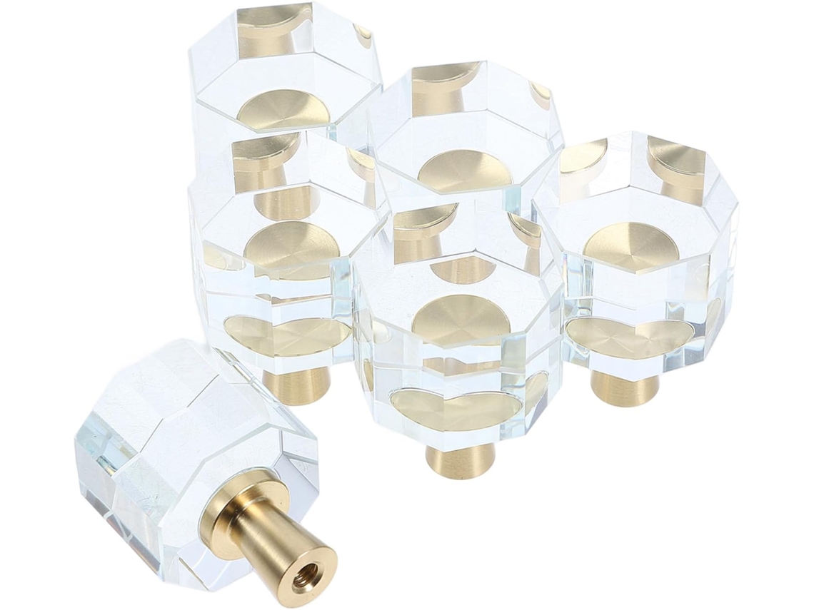Wooneky Conjunto De 6 Puxadores Cristal Em Formato Alça Para Gavetas, Portas De Armários E