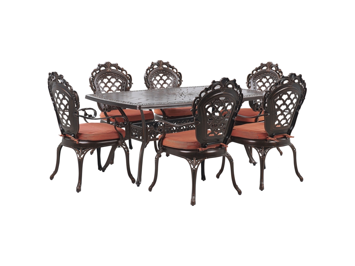 Conjunto De Refeição De Jardim Com Cadeiras Beliani Lizzano De Alumínio Castanho Escuro 165x102x72
