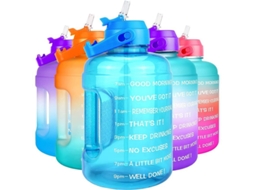 Garrafa de água motivacional Rebe Linjou 2,2L com caixa e marcador de tempo Sem BPA Azul